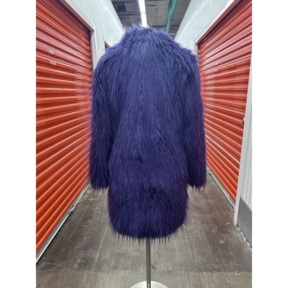 MICHAEL KORS Oversized‎ Belted Faux fur coat Purple Jacket - Size XS